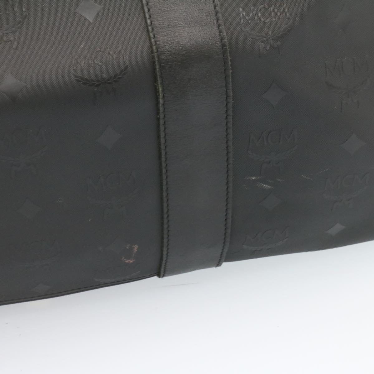 MCM Logogram 2Way Boston Bag PVC Leather Black Auth ai050