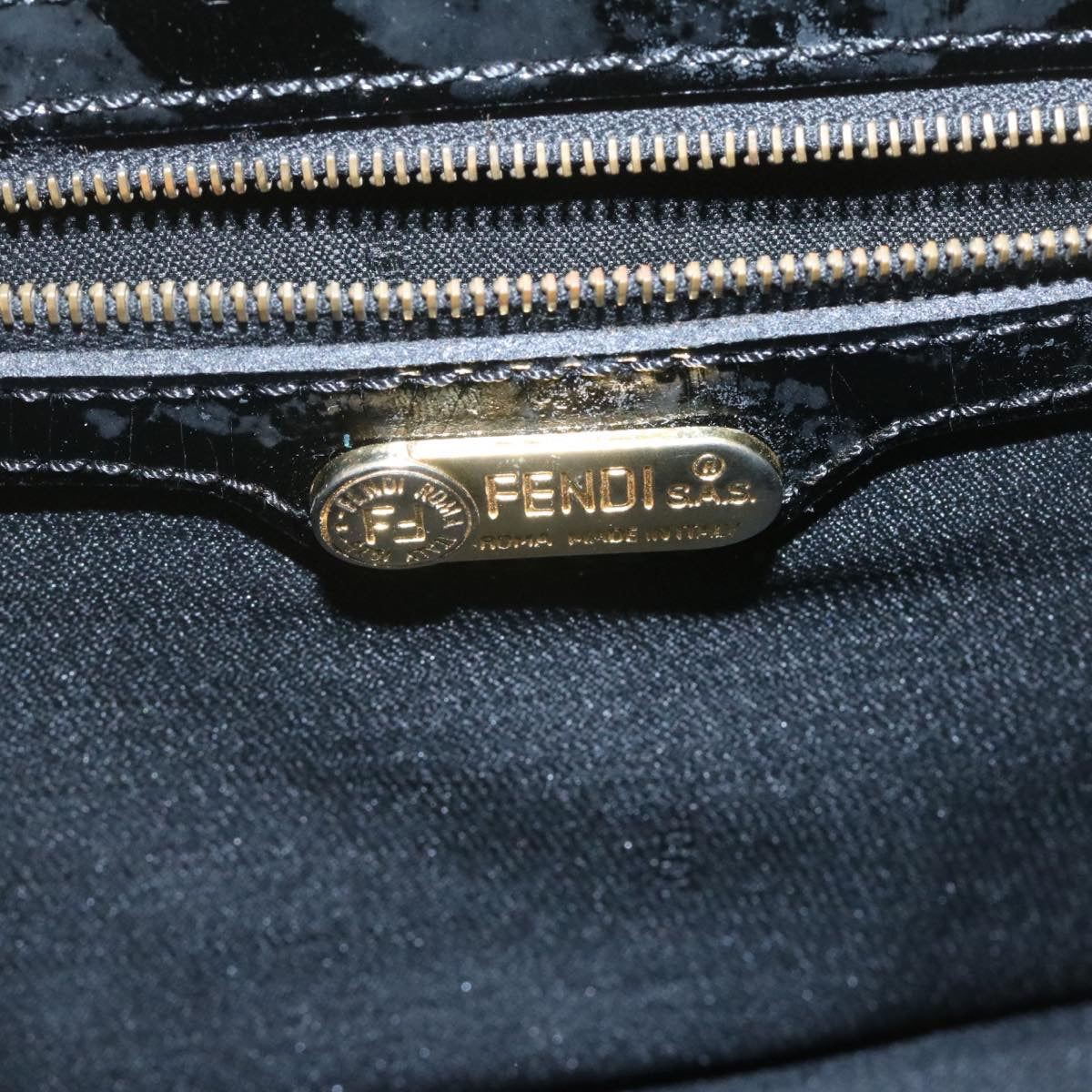 FENDI Hand Bag Leather 2Way Black Auth ai073