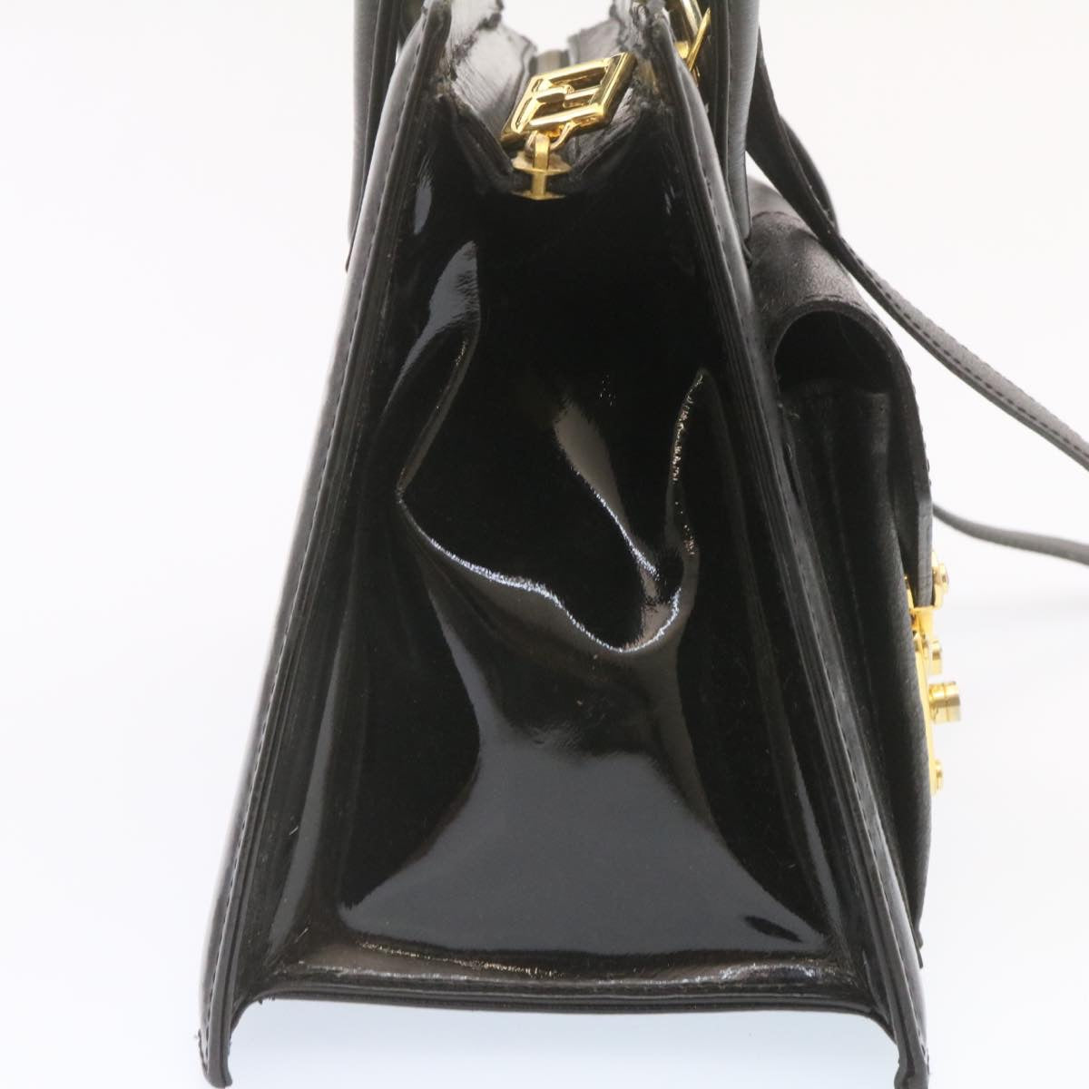 FENDI Hand Bag Leather 2Way Black Auth ai073
