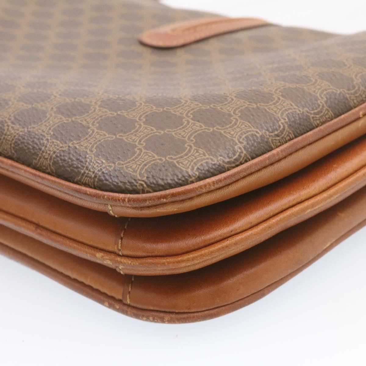CELINE Macadam Canvas Shoulder Bag PVC Leather Brown Auth ai095