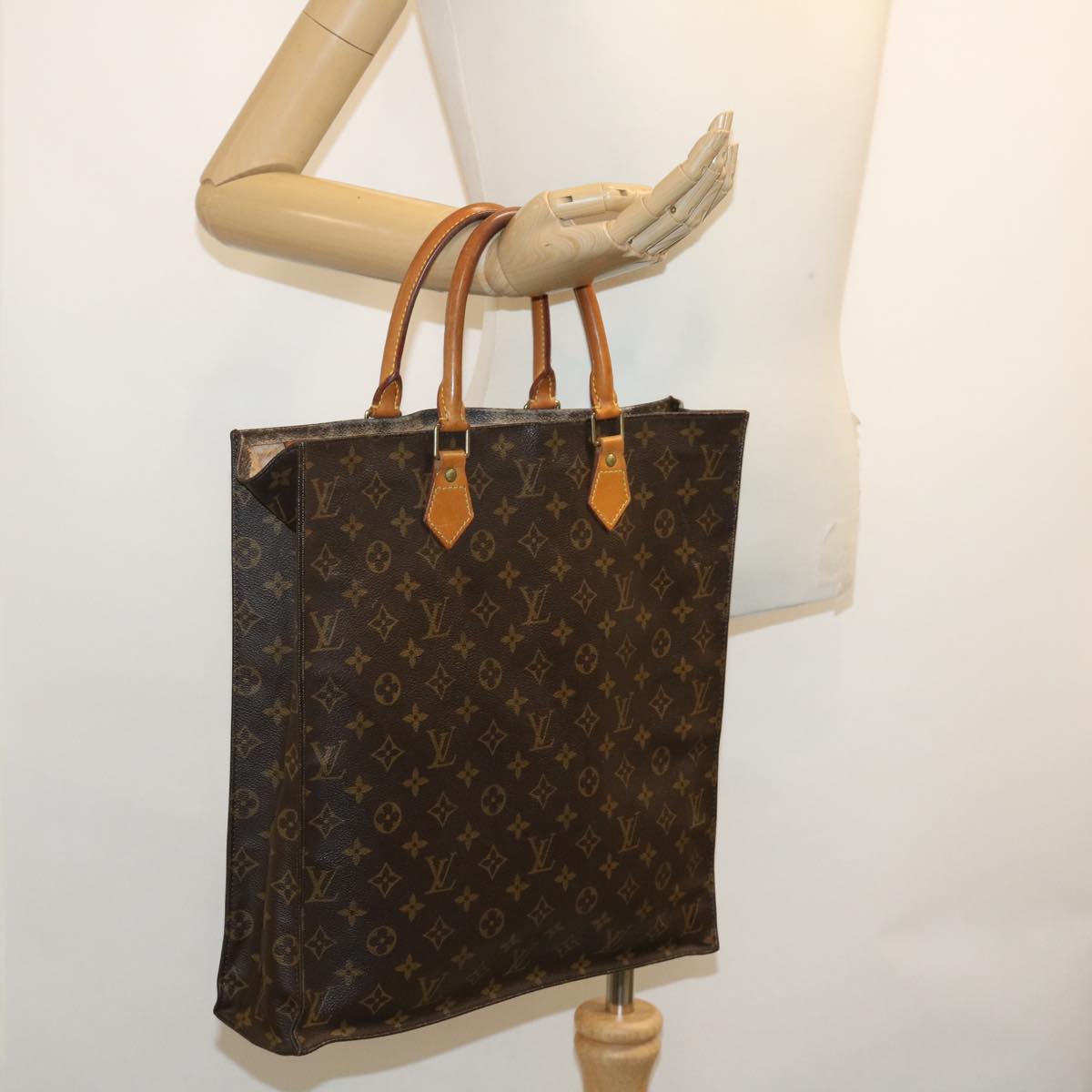 LOUIS VUITTON Monogram Sac Plat Hand Bag M51140 LV Auth ai363