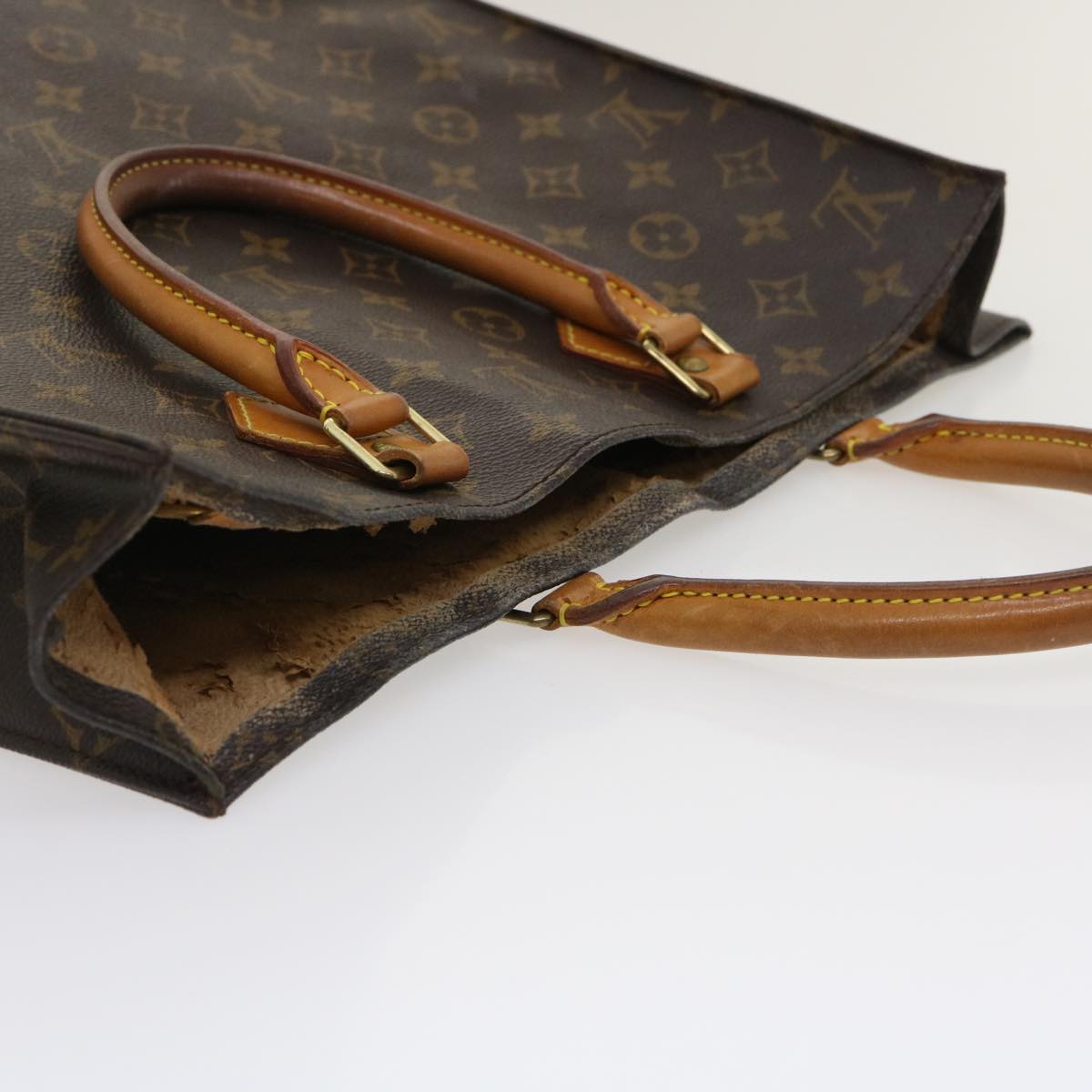 LOUIS VUITTON Monogram Sac Plat Hand Bag M51140 LV Auth ai363