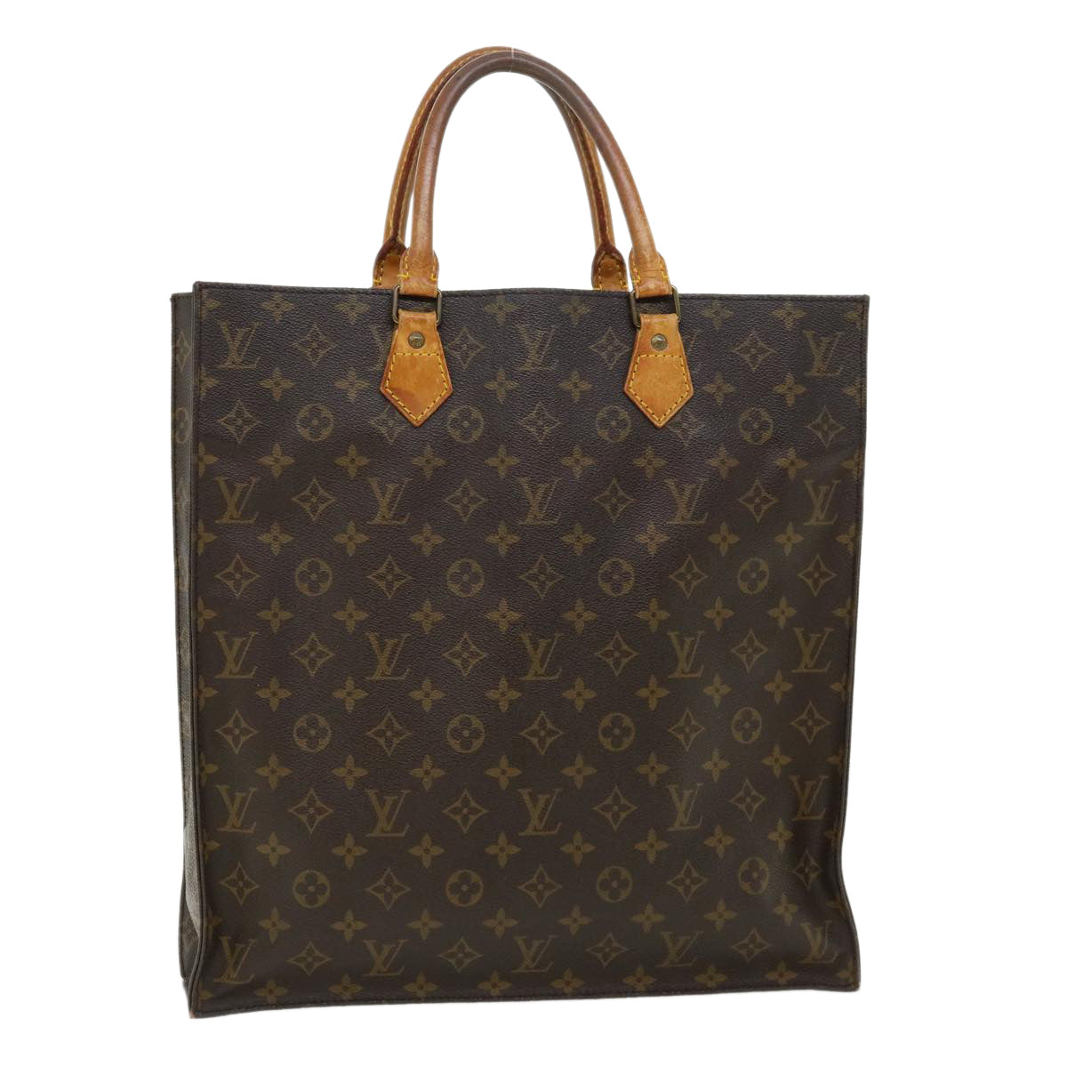 LOUIS VUITTON Monogram Sac Plat Hand Bag M51140 LV Auth ai506