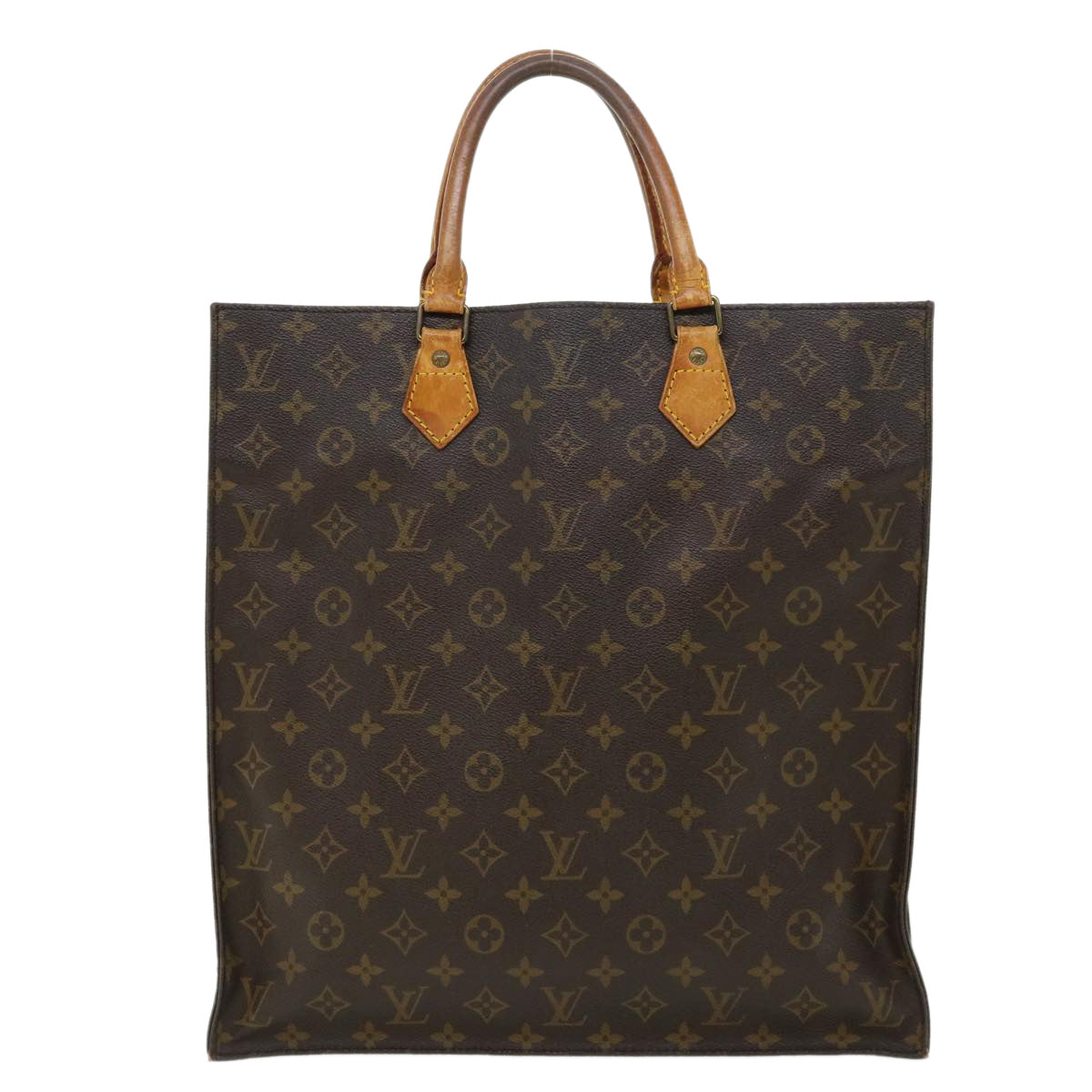 LOUIS VUITTON Monogram Sac Plat Hand Bag M51140 LV Auth ai506