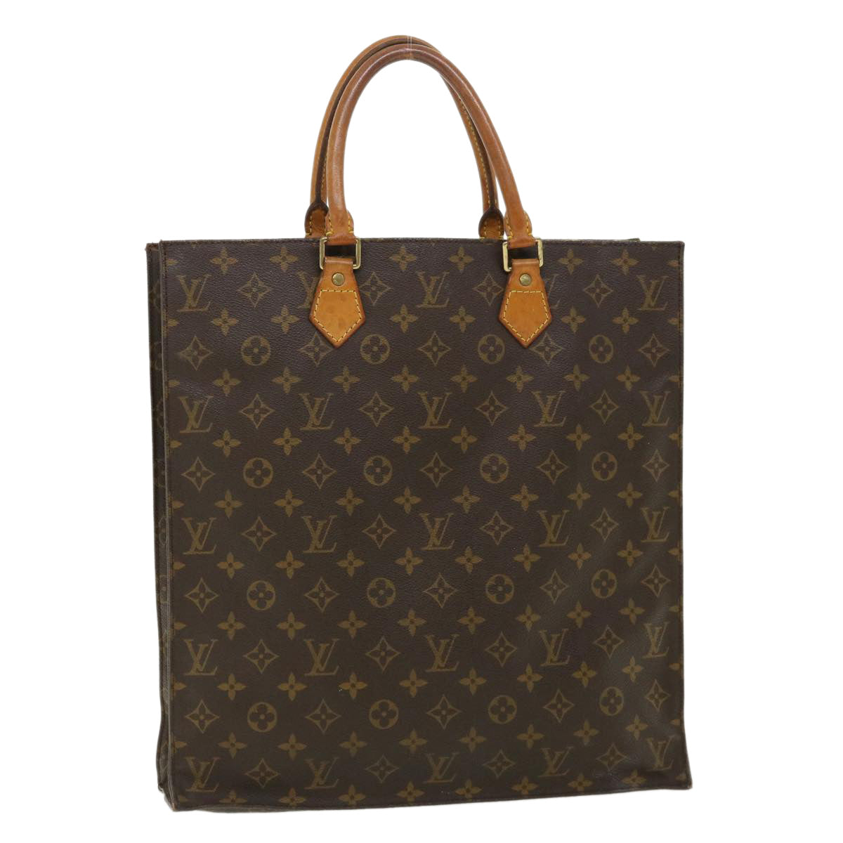 LOUIS VUITTON Monogram Sac Plat Hand Bag M51140 LV Auth ai518