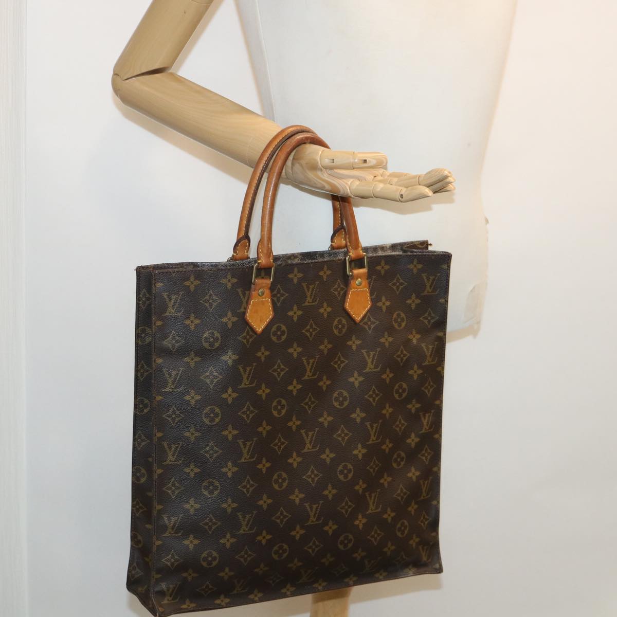 LOUIS VUITTON Monogram Sac Plat Hand Bag M51140 LV Auth ai518