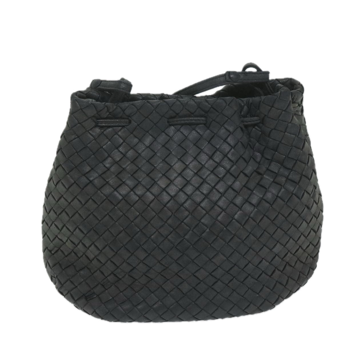 BOTTEGAVENETA INTRECCIATO Shoulder Bag Leather Black Auth ai692