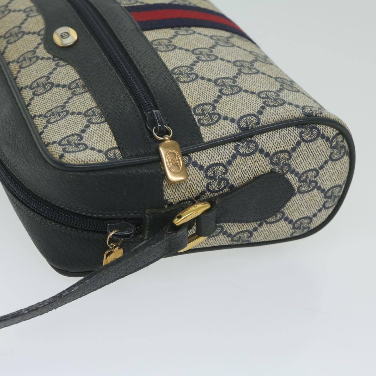 GUCCI GG Supreme Sherry Line Shoulder Bag Red Navy 98 02 004 Auth ai695