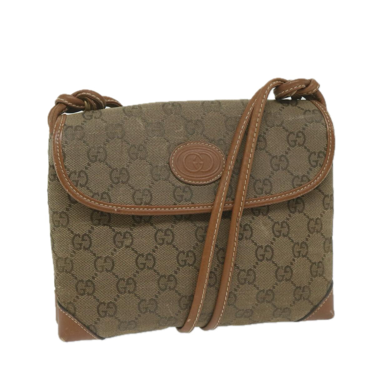 GUCCI GG Canvas Shoulder Bag Beige Auth ai697