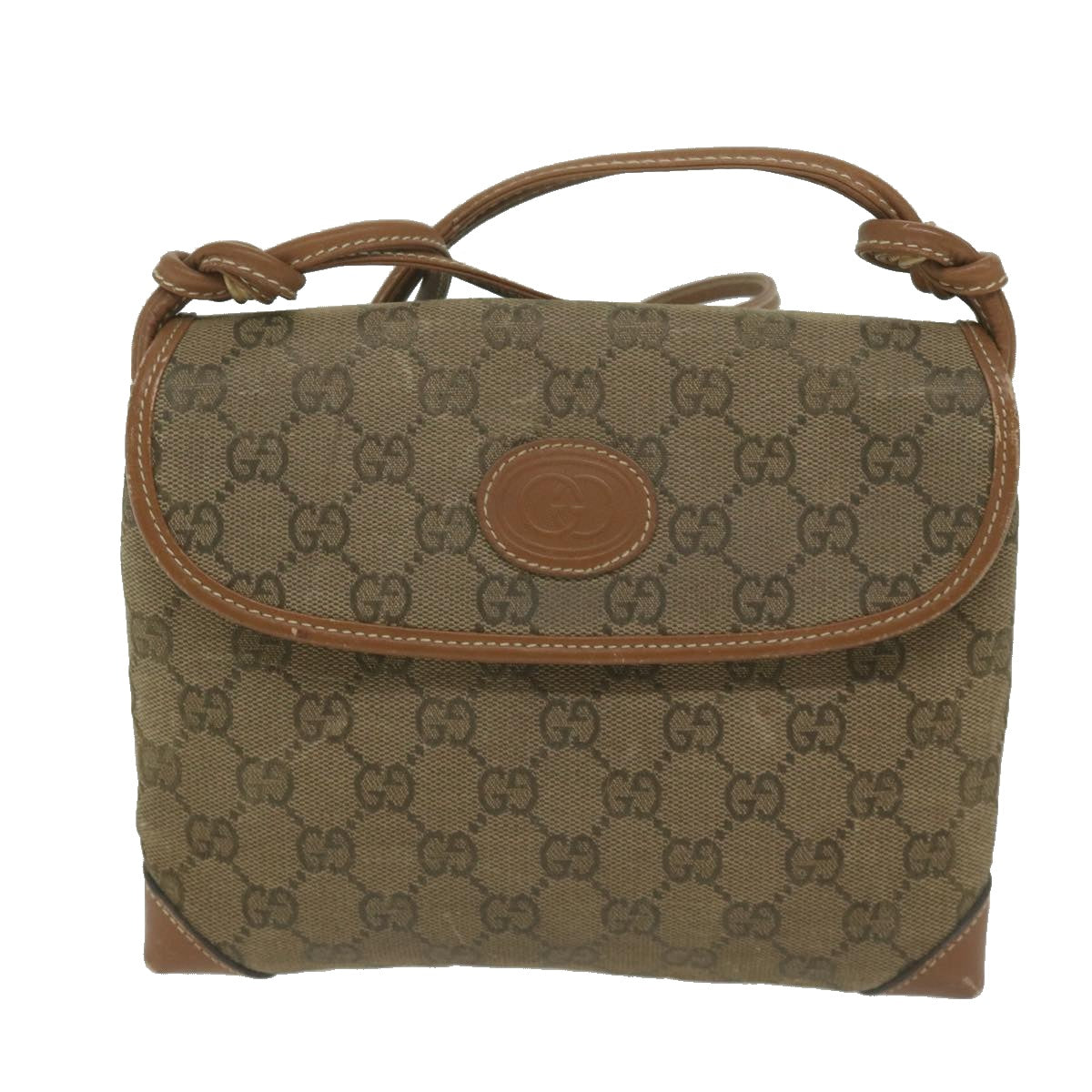 GUCCI GG Canvas Shoulder Bag Beige Auth ai697