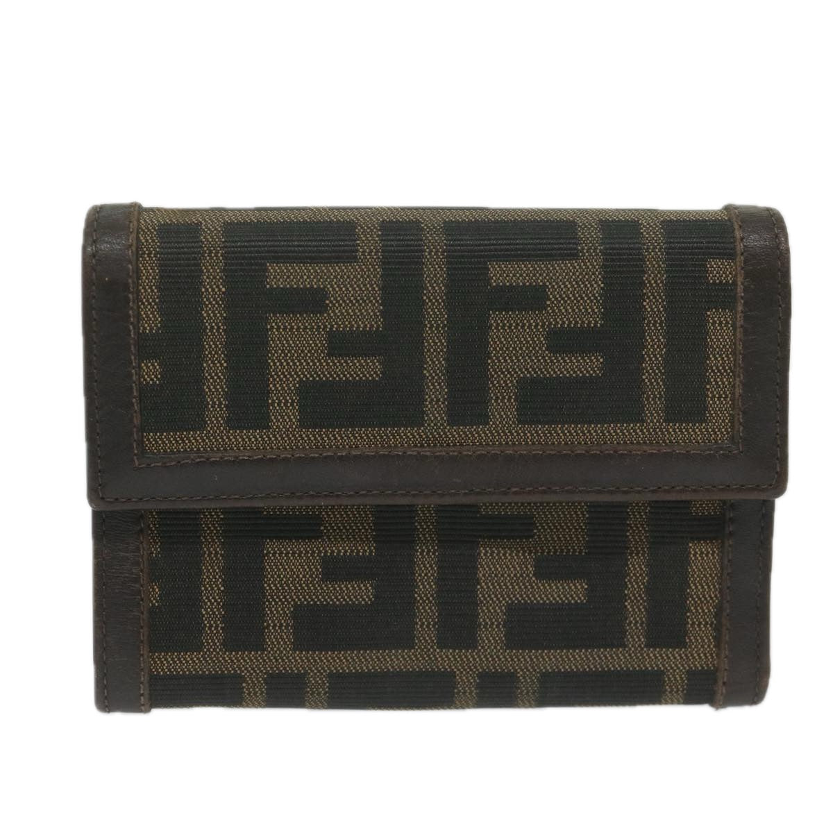 FENDI Zucca Canvas Wallet Black Brown Auth ai711 - 0