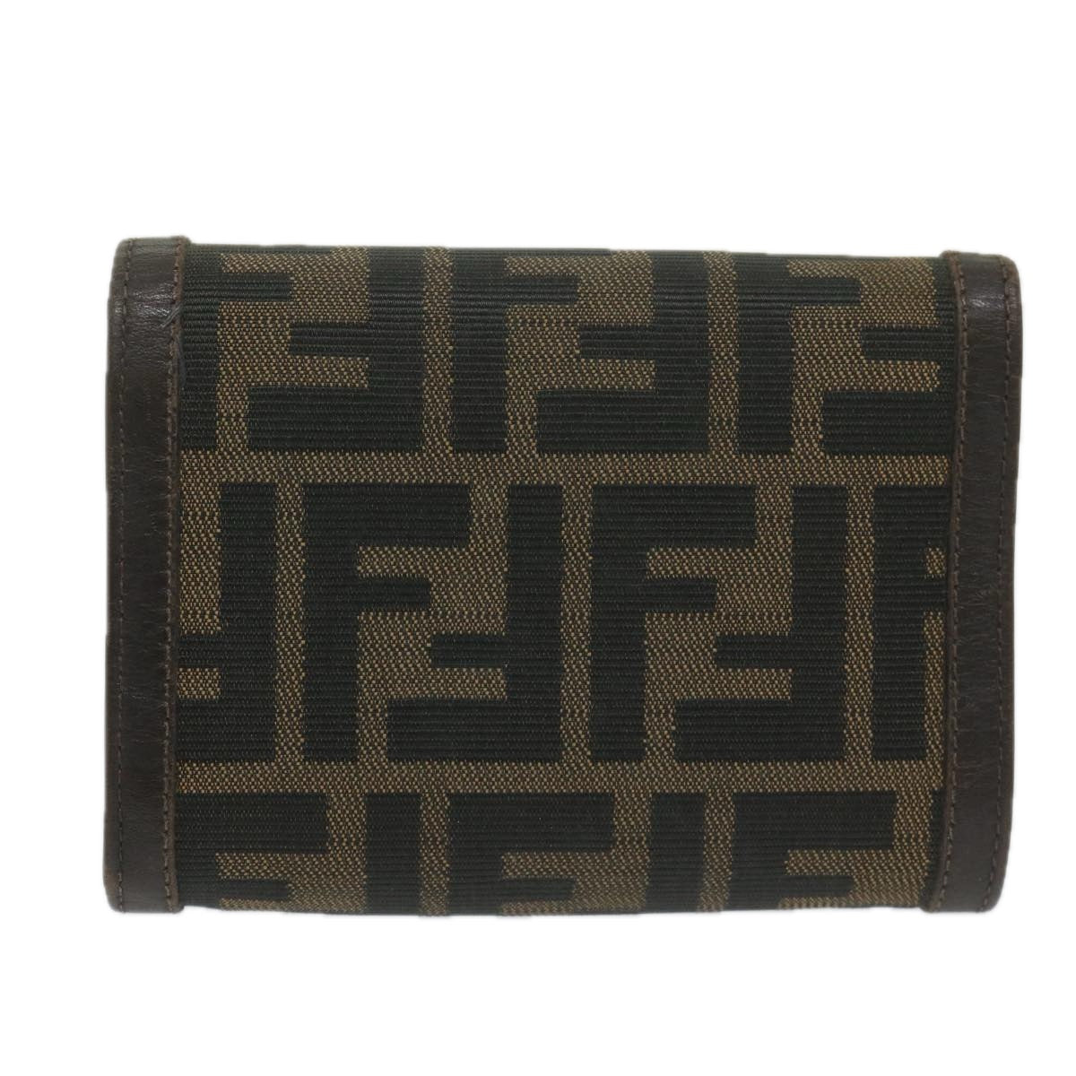 FENDI Zucca Canvas Wallet Black Brown Auth ai711