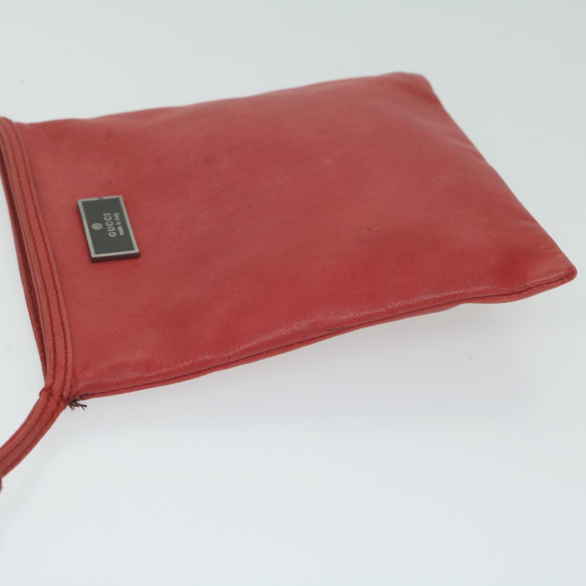 GUCCI Shoulder Bag Leather Red Auth ai714