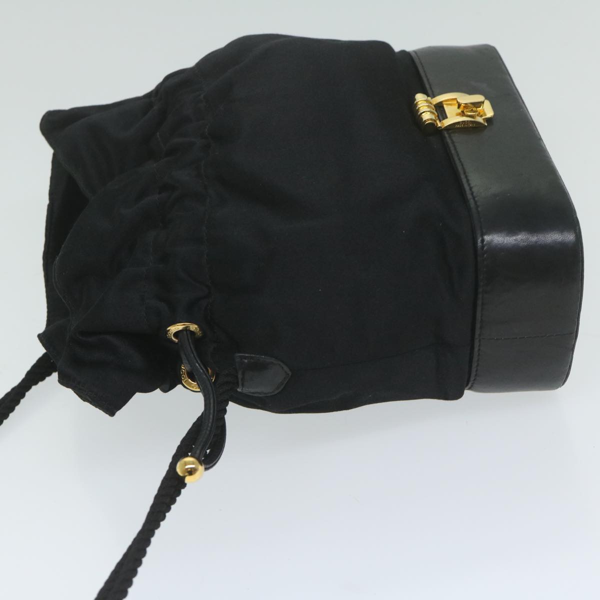 GUCCI Purse Shoulder Bag Satin Black Auth ai721