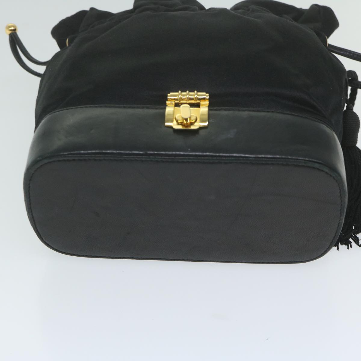 GUCCI Purse Shoulder Bag Satin Black Auth ai721