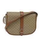 CELINE Macadam Canvas Shoulder Bag Beige Auth ai726-1