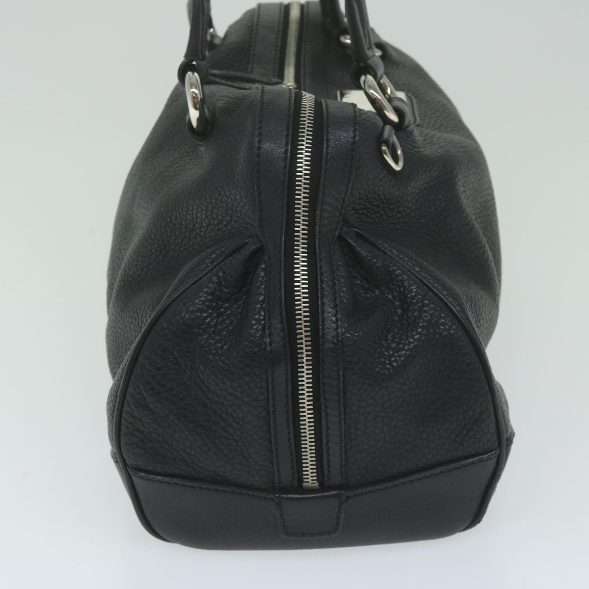 CELINE Hand Bag Leather Black Auth ai731