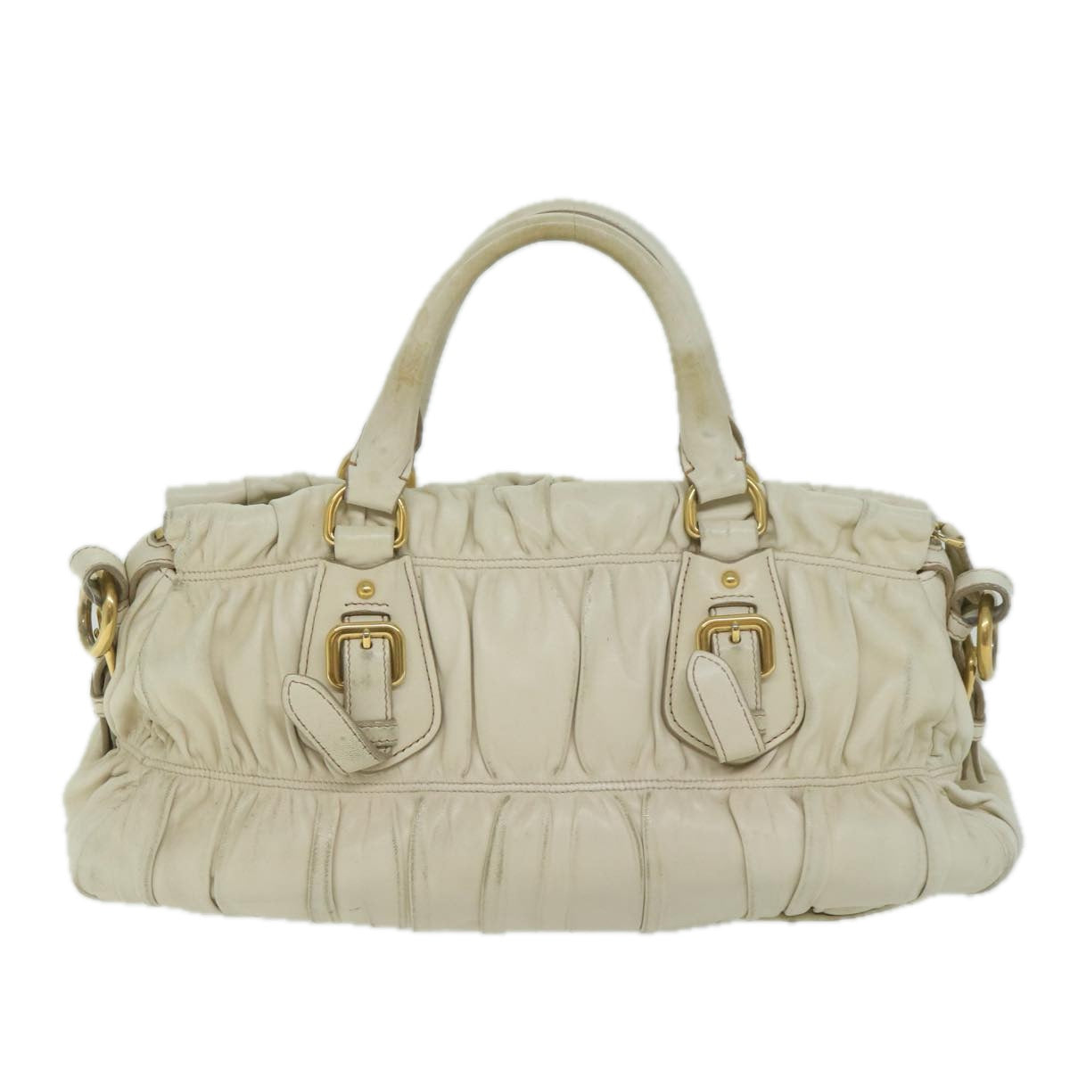 PRADA Hand Bag Leather 2way White Auth ai753 - 0