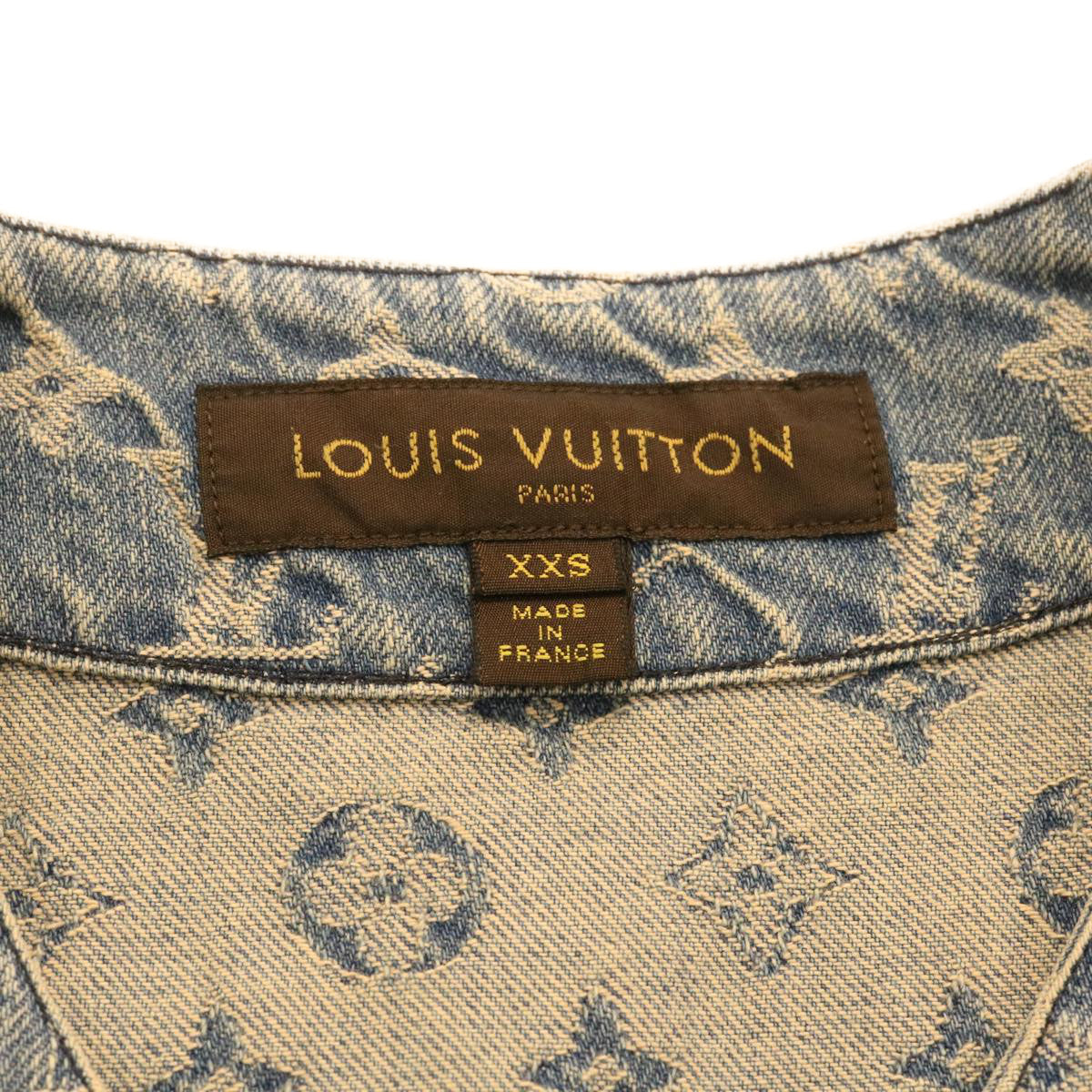 LOUIS VUITTON x Supreme Denim Baseball Shirt Blue Size XXS Auth ak158