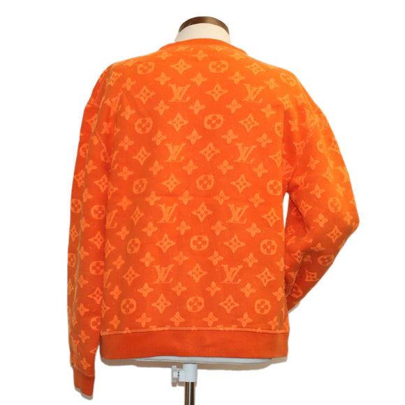 LOUIS VUITTON Monogram Jacquard Crew Neck Sweatshirt XS Orange RM192M Auth ak191