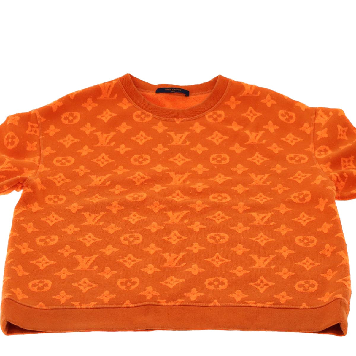 LOUIS VUITTON Monogram Jacquard Crew Neck Sweatshirt XS Orange RM192M Auth ak191 - 0