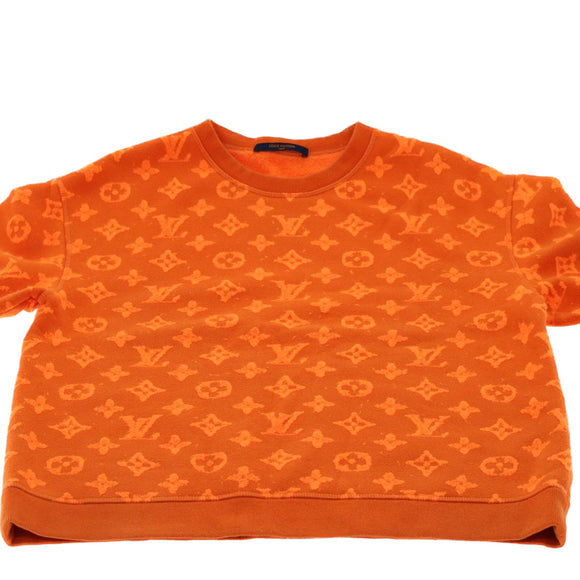 LOUIS VUITTON Monogram Jacquard Crew Neck Sweatshirt XS Orange RM192M Auth ak191