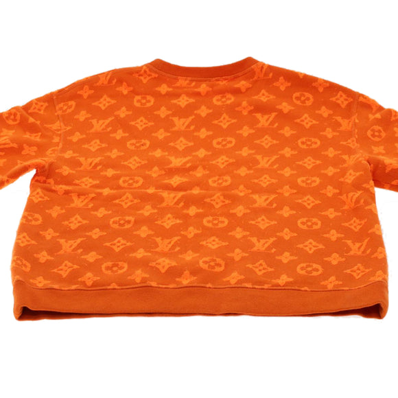LOUIS VUITTON Monogram Jacquard Crew Neck Sweatshirt XS Orange RM192M Auth ak191