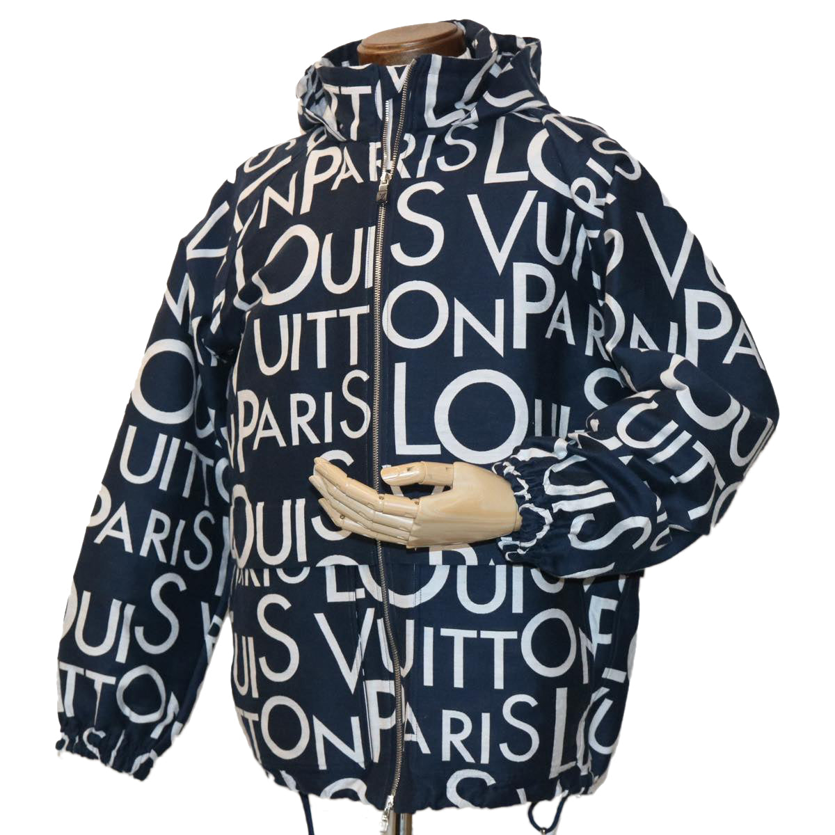 LOUIS VUITTON Hoodie Galaxy Packable Logo Jacket 19SS Navy White LV Auth ak192