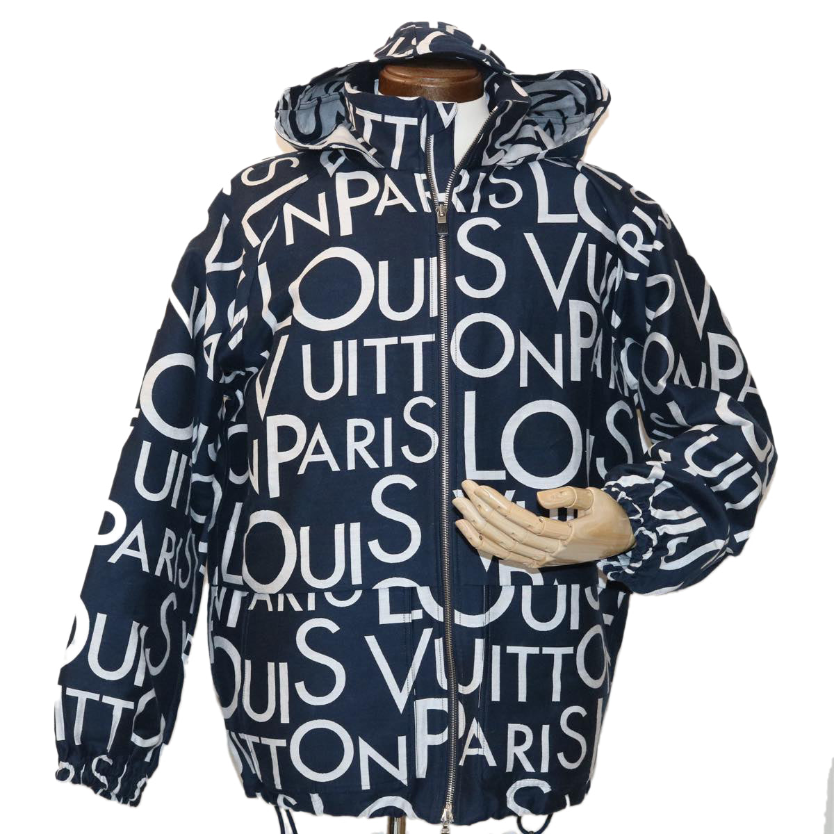 LOUIS VUITTON Hoodie Galaxy Packable Logo Jacket 19SS Navy White LV Auth ak192