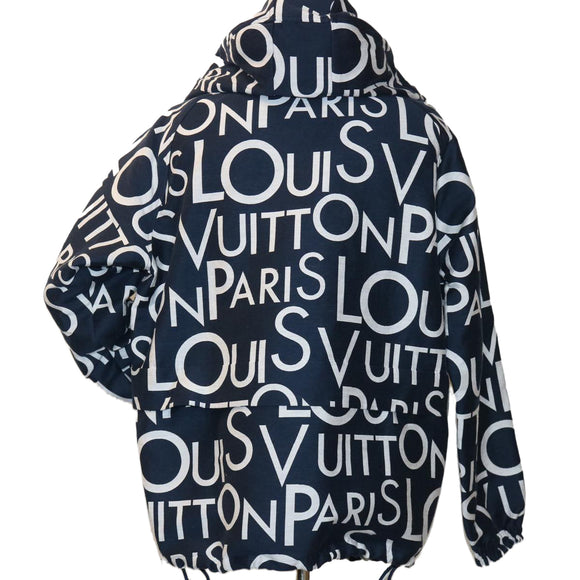 LOUIS VUITTON Hoodie Galaxy Packable Logo Jacket 19SS Navy White LV Auth ak192