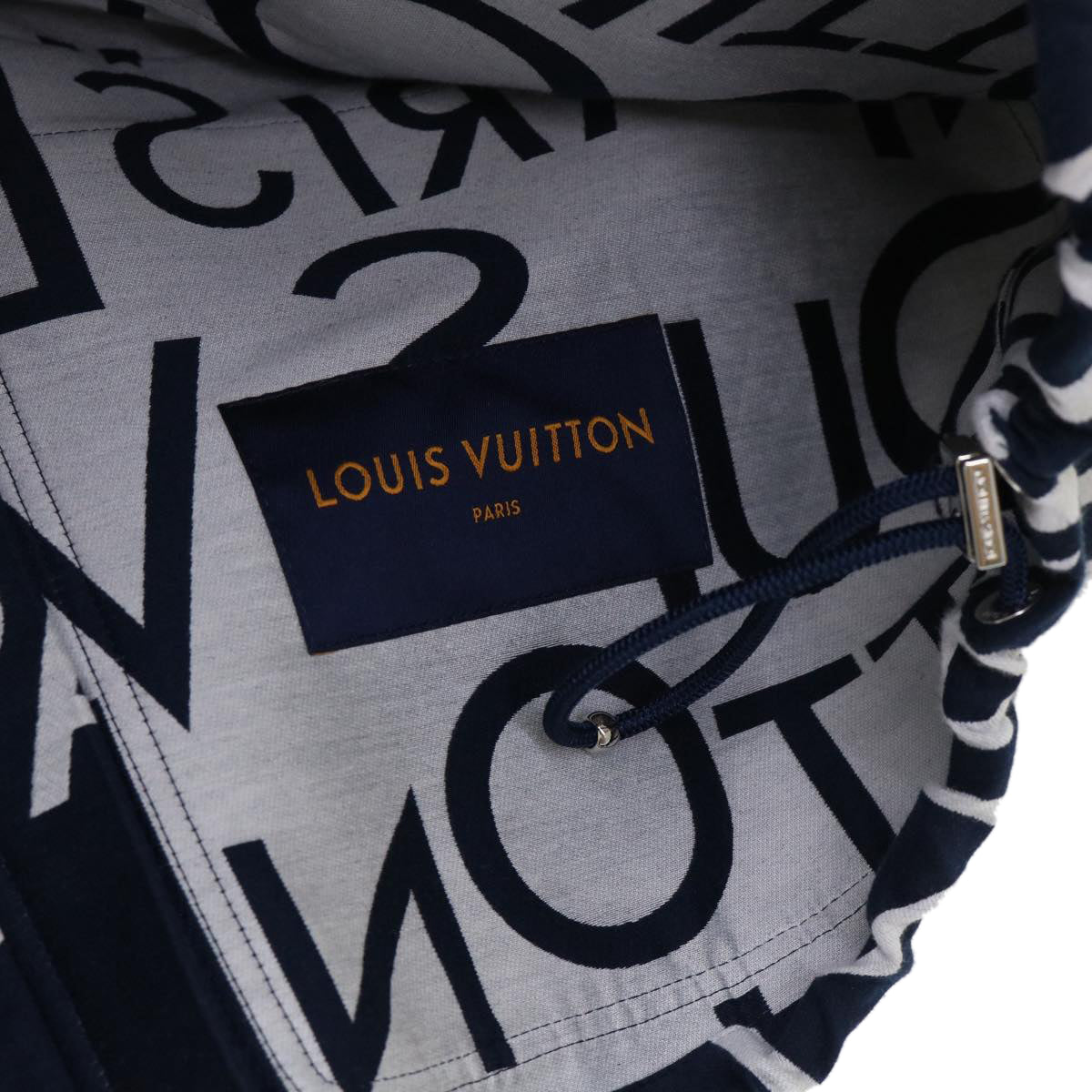 LOUIS VUITTON Hoodie Galaxy Packable Logo Jacket 19SS Navy White LV Auth ak192