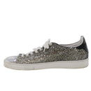 LOUIS VUITTON Front Low Line Glitter Sneakers Leather 38.5 Silver LV Auth ak199-13