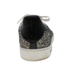 LOUIS VUITTON Front Low Line Glitter Sneakers Leather 38.5 Silver LV Auth ak199-15