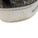 LOUIS VUITTON Front Low Line Glitter Sneakers Leather 38.5 Silver LV Auth ak199-16