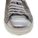 LOUIS VUITTON Front Low Line Glitter Sneakers Leather 38.5 Silver LV Auth ak199-7