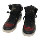 LOUIS VUITTON High Top Sneakers Exotic Leather 5.5 Black Red LV Auth ak201-1