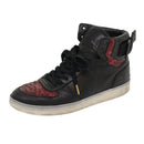 LOUIS VUITTON High Top Sneakers Exotic Leather 5.5 Black Red LV Auth ak201-13