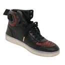 LOUIS VUITTON High Top Sneakers Exotic Leather 5.5 Black Red LV Auth ak201-16