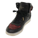 LOUIS VUITTON High Top Sneakers Exotic Leather 5.5 Black Red LV Auth ak201-2