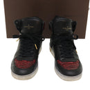 LOUIS VUITTON High Top Sneakers Exotic Leather 5.5 Black Red LV Auth ak201-22