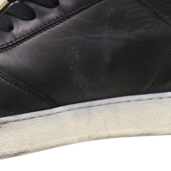 LOUIS VUITTON High Top Sneakers Exotic Leather 5.5 Black Red LV Auth ak201