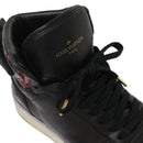 LOUIS VUITTON High Top Sneakers Exotic Leather 5.5 Black Red LV Auth ak201-7