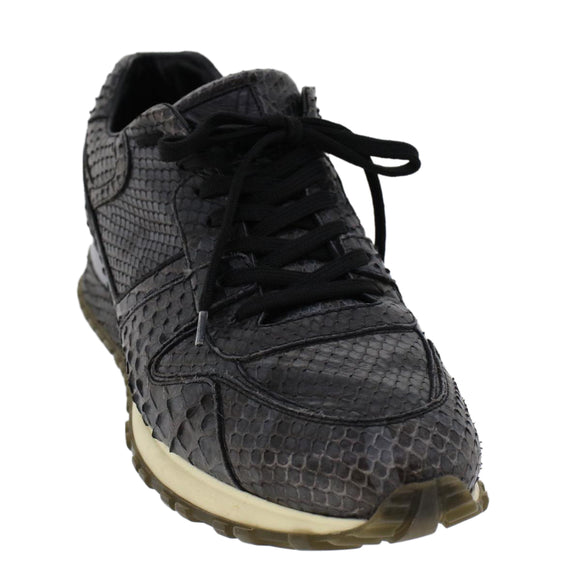 LOUIS VUITTON Sneakers Exotic Leather 6 Black LV Auth ak202