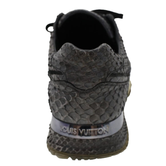 LOUIS VUITTON Sneakers Exotic Leather 6 Black LV Auth ak202