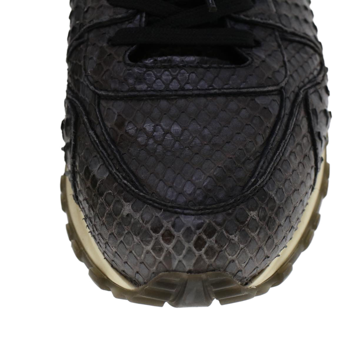 LOUIS VUITTON Sneakers Exotic Leather 6 Black LV Auth ak202