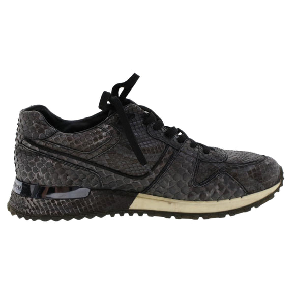 LOUIS VUITTON Sneakers Exotic Leather 6 Black LV Auth ak202