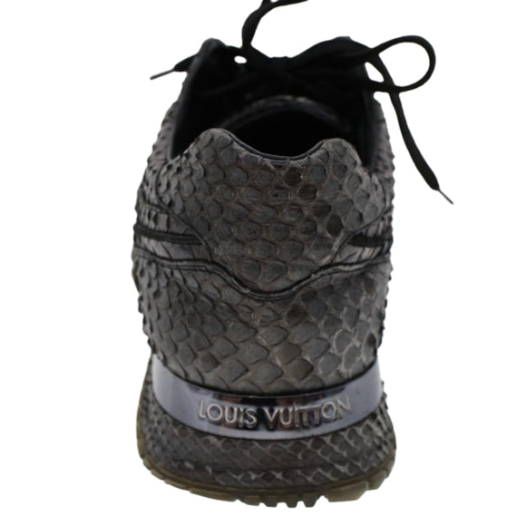 LOUIS VUITTON Sneakers Exotic Leather 6 Black LV Auth ak202