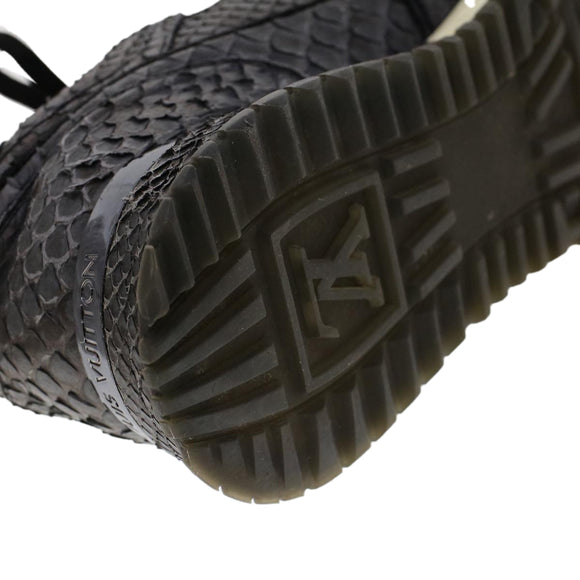 LOUIS VUITTON Sneakers Exotic Leather 6 Black LV Auth ak202