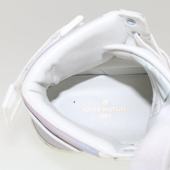 LOUIS VUITTON Monogram Rivoli Line High Top Sneakers Leather 6 White Auth ak205