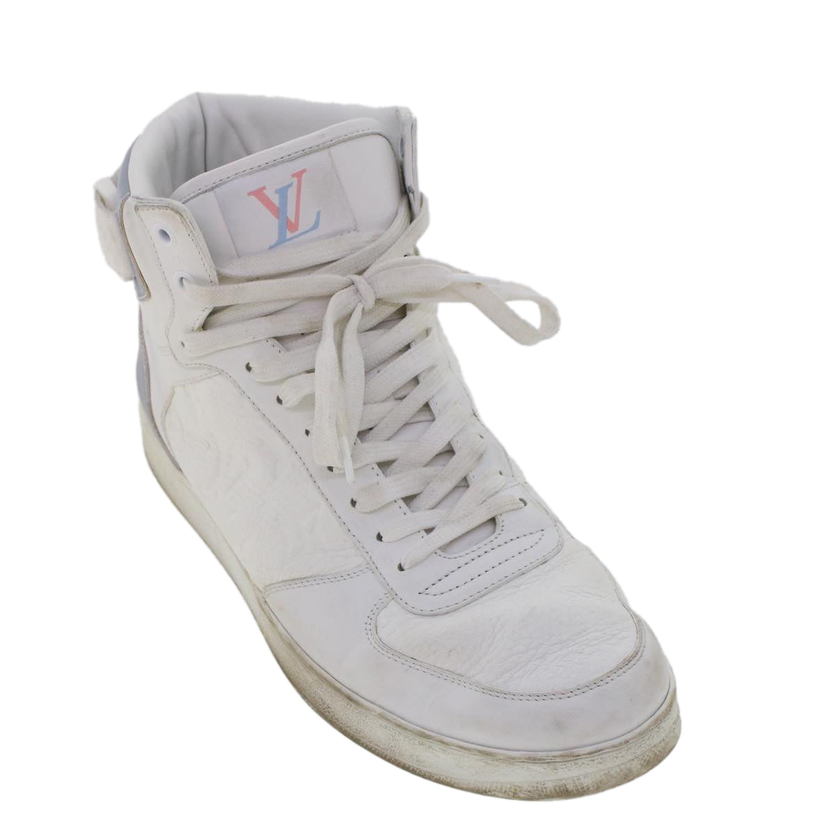 LOUIS VUITTON Monogram Rivoli Line High Top Sneakers Leather 6 White Auth ak205